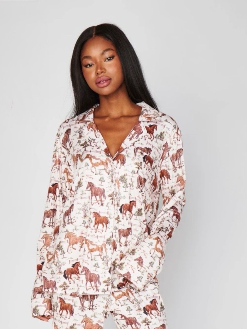 SHOW ME YOUR MUMU classic horses‎ pajamas top country horses jersey cowgirl